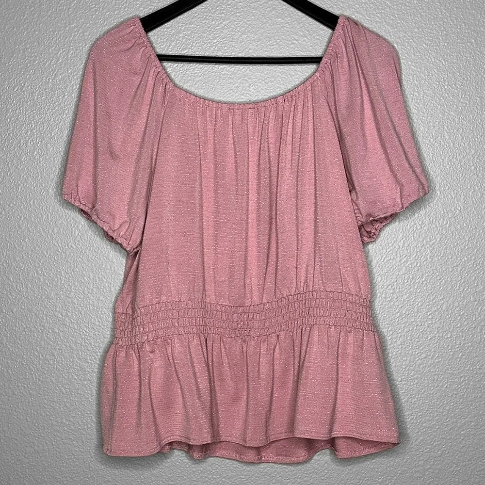 NWT LC Lauren Conrad Pink Tunic Horizontal Sparkles Size XL - Picture 2 of 10